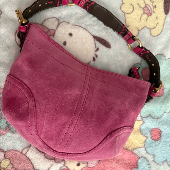 Coach Pink Suede Hobo Bag - Picture 3 of 10